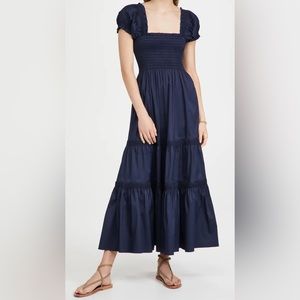 Tory Burch Smocked Midi Dress in Navy - XL